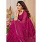 Pink Embroidered Georgette Ruffle Saree