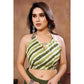 Green Woven Checks Ready To Wear Georgette Saree