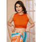 Orange & Sky Blue Printed Ready To Wear Georgette Saree