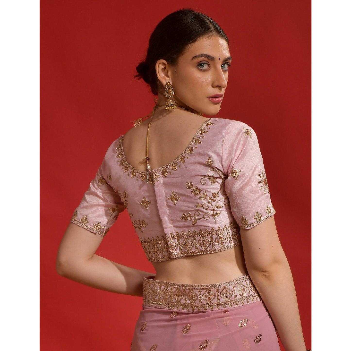 Pink Sequins Embroidered Georgette Saree