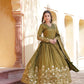 Mehendi Green Celestial Cosmos Embroidered Viscose Ensemble