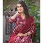 Maroon Floral Printed Pure Cotton Anarkali Salwar Suit