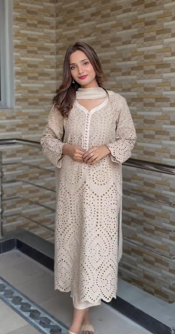 Beige Chikankari Hakuba Designer Ready-to-Wear Suits (Premium)