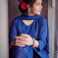 Blue Mukesh Work Viscose Chikankari Georgette Flair Top and Pallazo