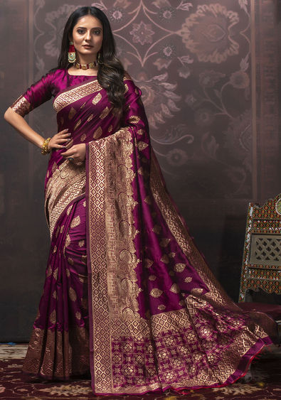 Art Silk Traditional Saree in Purple and Violet with Weaving Work-1734590