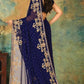 Georgette Traditional Saree in Blue with Stone Work-1753044