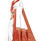 Cotton Traditional Saree in White and Off White with Weaving Work-1784591