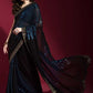 Georgette Festive Saree in Black and Grey with Sequence Work-1816821