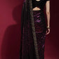 Georgette Festive Saree in Black and Grey with Sequence Work-1816823