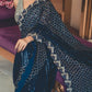 Georgette Reception Saree in Blue with Thread Work-1837906