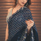 Georgette Reception Saree in Blue with Thread Work-1837906