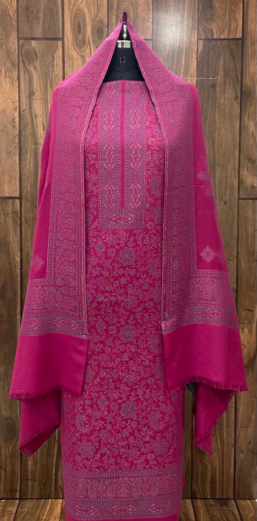 Pink Pashmina Kani Zari Suit with Heavy Zari Kani Cutting Stole - New Arrivals 2023