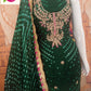 Dark Green Jaipuri Silk Bandhej Ensemble with Gotta Work-3pcs Suit