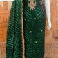 Dark Green Jaipuri Silk Bandhej Ensemble with Gotta Work-3pcs Suit