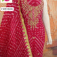 Red Jaipuri Silk Bandhej Ensemble with Gotta Work-3pcs Suit