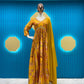 Mustard Aliya Cut Chinon Suit with Pant & Dupatta