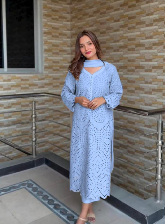 Blue Chikankari Hakuba Designer Ready-to-Wear Suits (Premium)