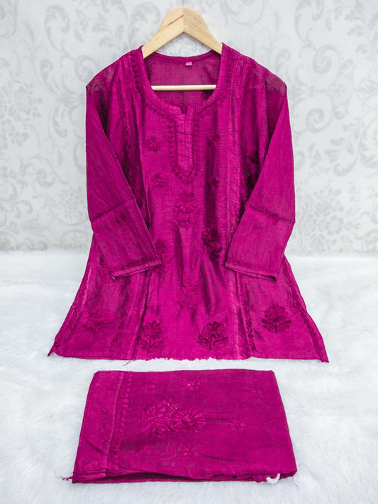 Pink Chic Chanderi Charm: Chikankari Chanderi Set