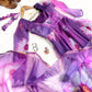 Purple 🌟 Opulent Organza Silk Gown with Digital Print and Handwork 🌟