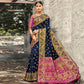 Alluring Navy Blue Coloured Woven Festive Wear Banarasi Silk Saree