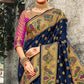 Alluring Navy Blue Coloured Woven Festive Wear Banarasi Silk Saree