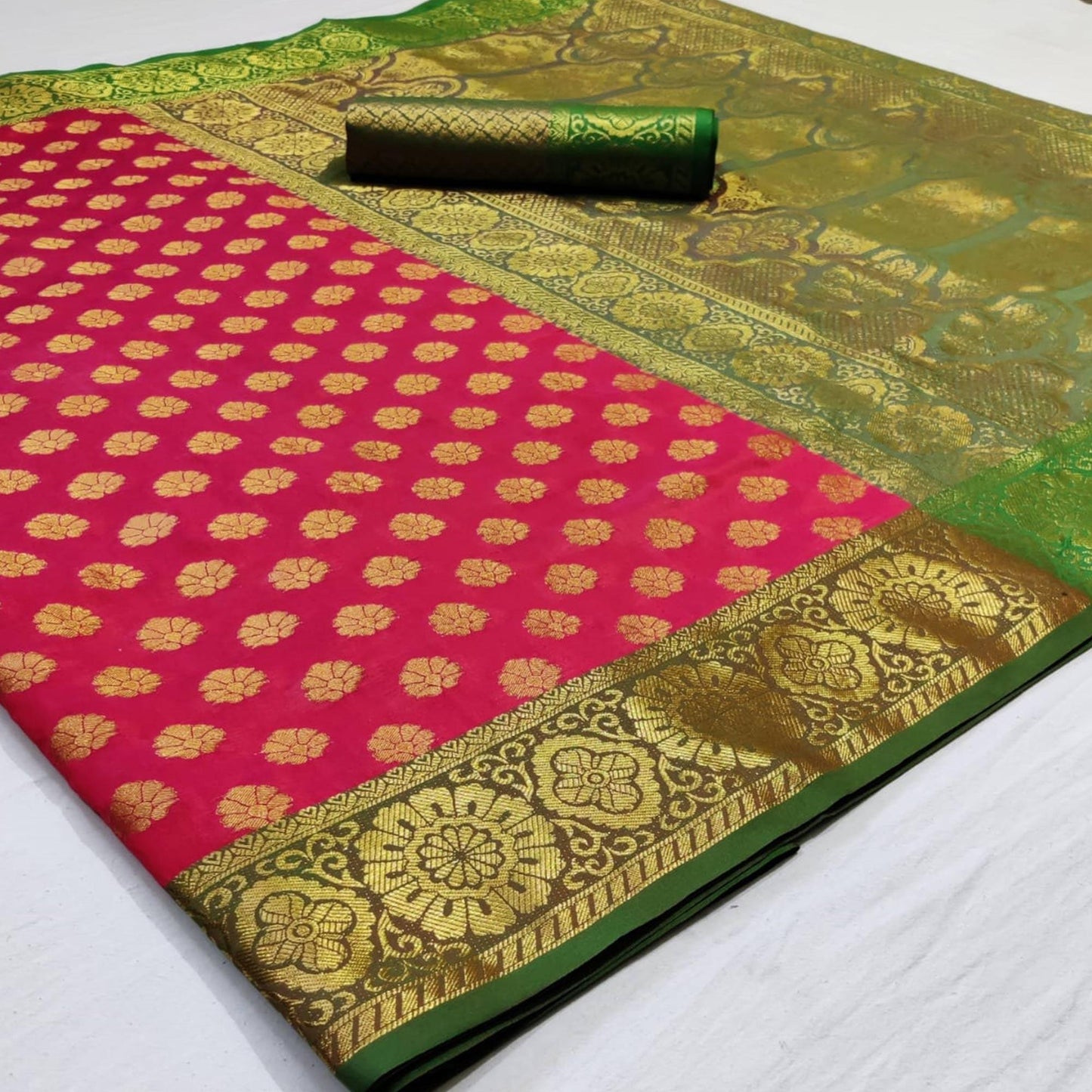 Amazing Pink Colored Festive Wear Woven Heavy Silk Saree