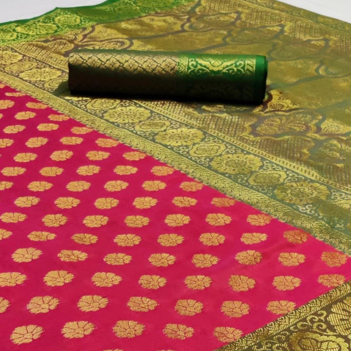 Amazing Pink Colored Festive Wear Woven Heavy Silk Saree