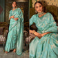 Aqua Blue Woven Art Silk Saree