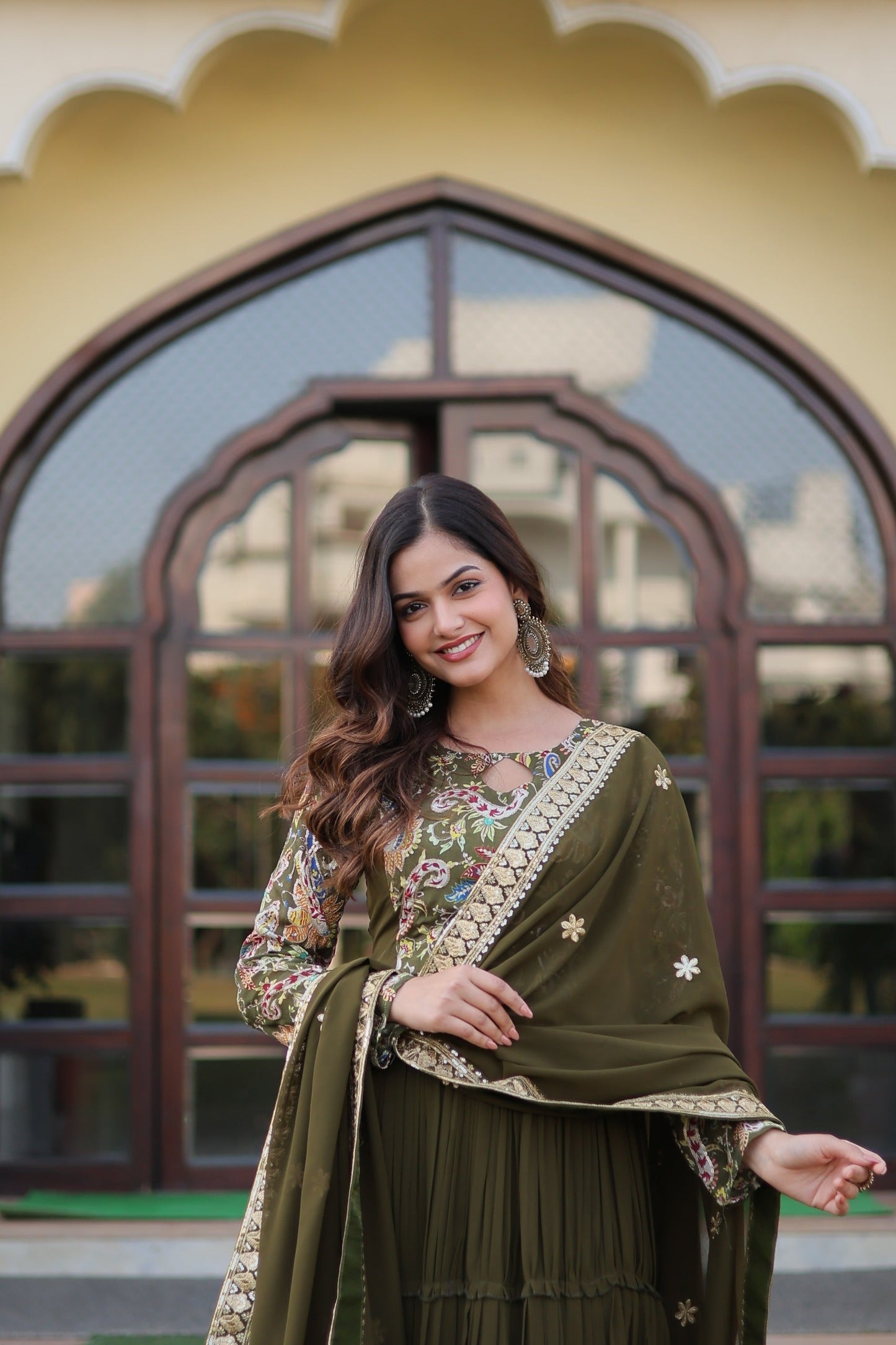 Green Floral Fantasy Gown-Dupatta Collection