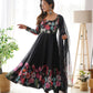 Black Floral Elegance Pure Soft Organza Silk Anarkali Set