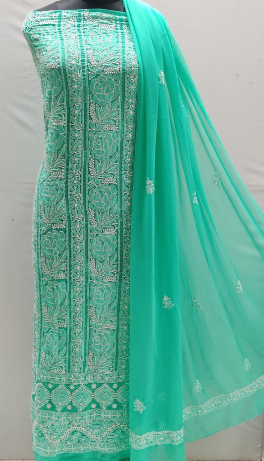 Teal Green Classic Enchanting Chikankari Symphony Suits