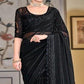 Black Zari Striped Art Silk Saree