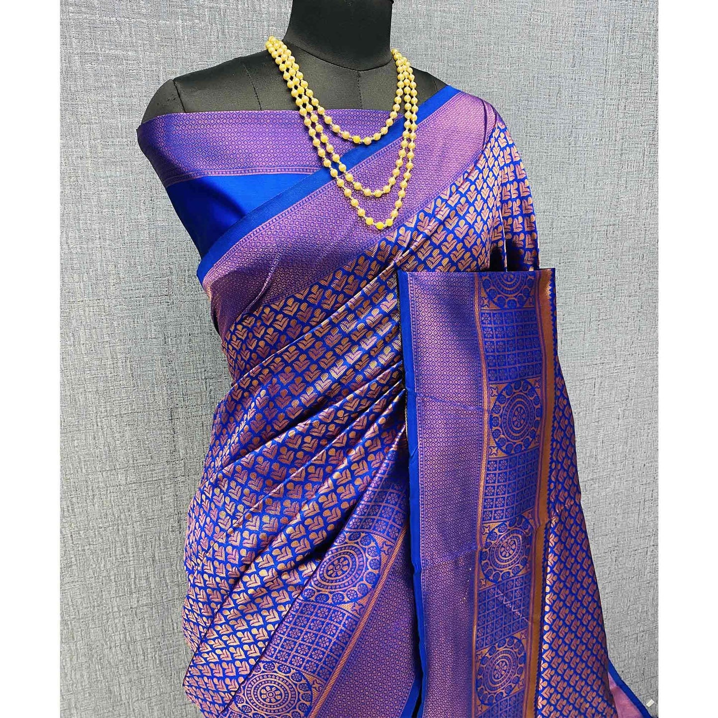 Blue & Golden Woven Banarasi Silk Saree