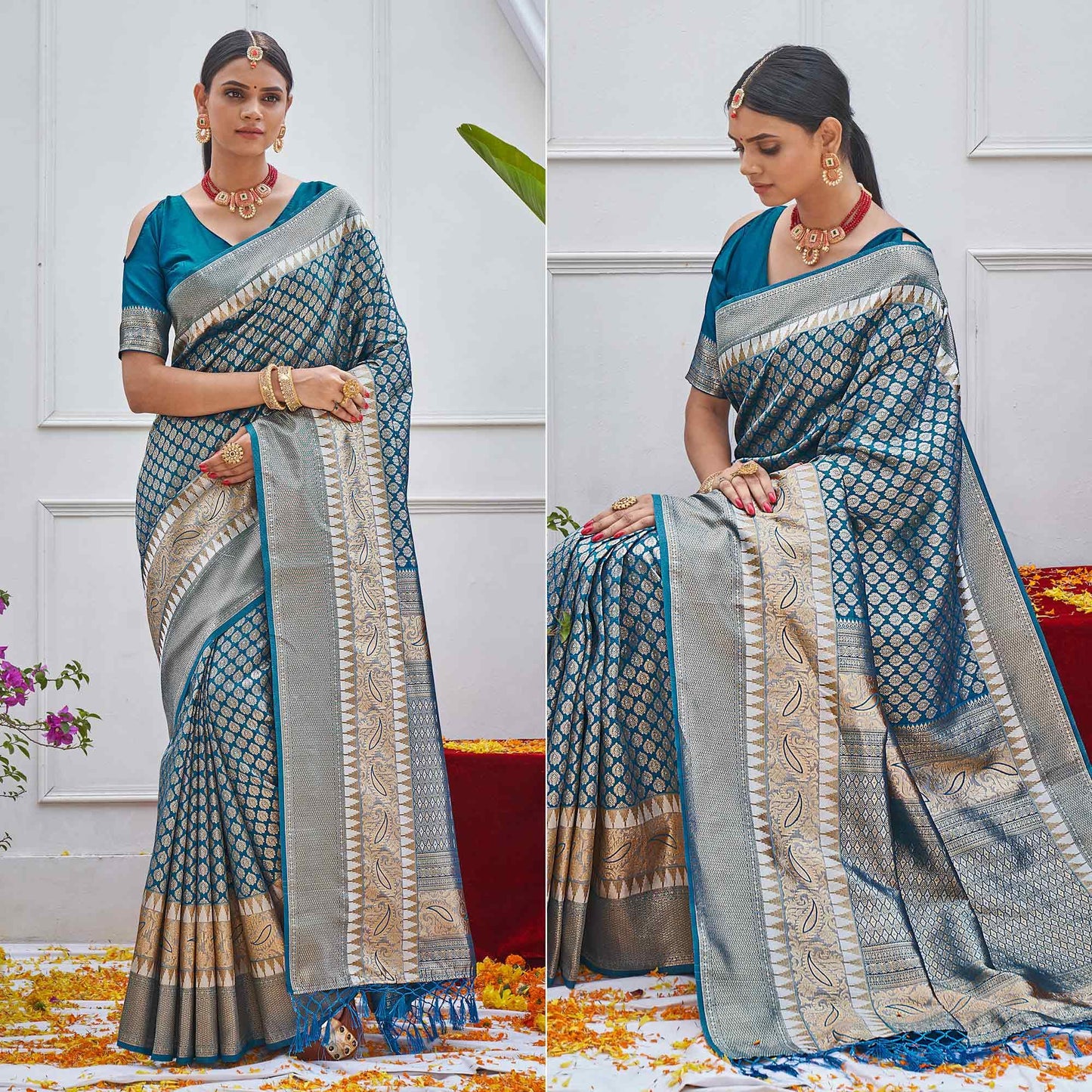 Blue Woven Art Silk Saree