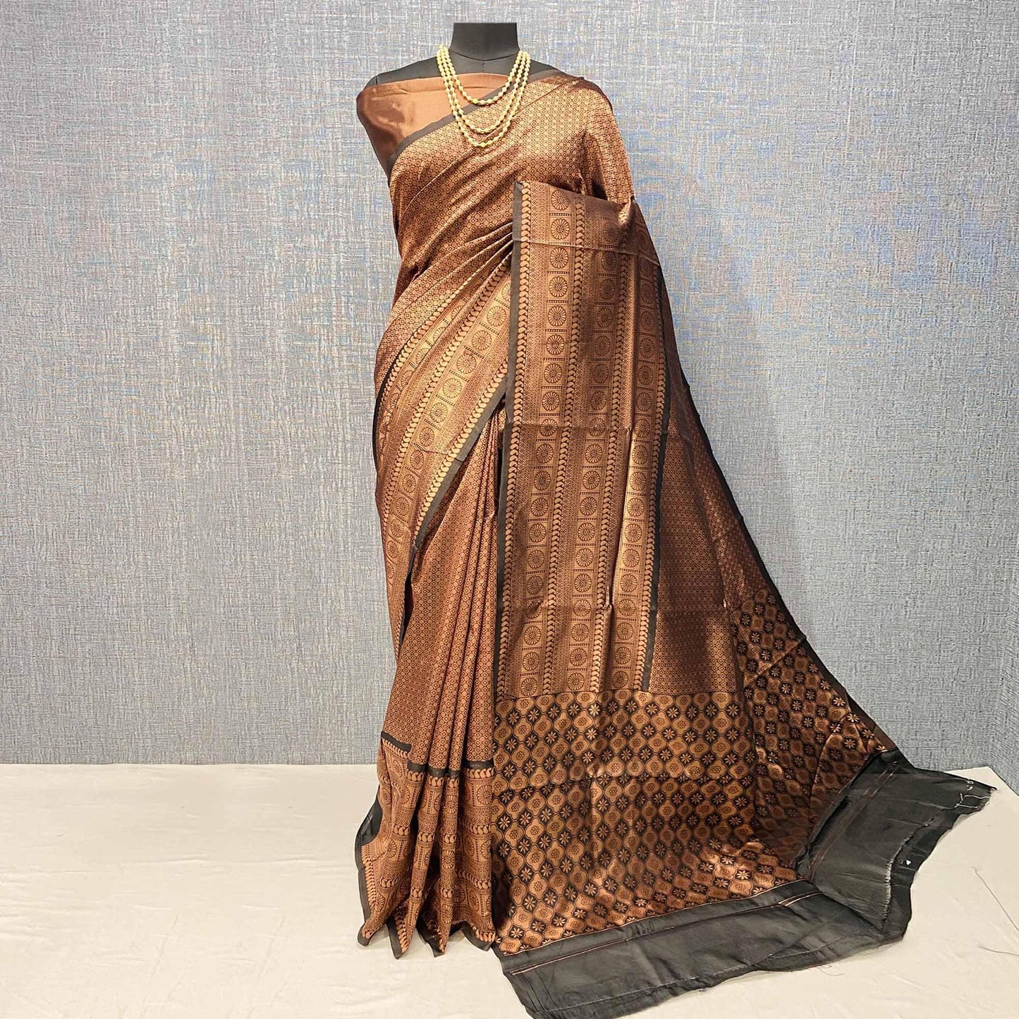 Brown & Coffee Woven Banarasi Silk Saree