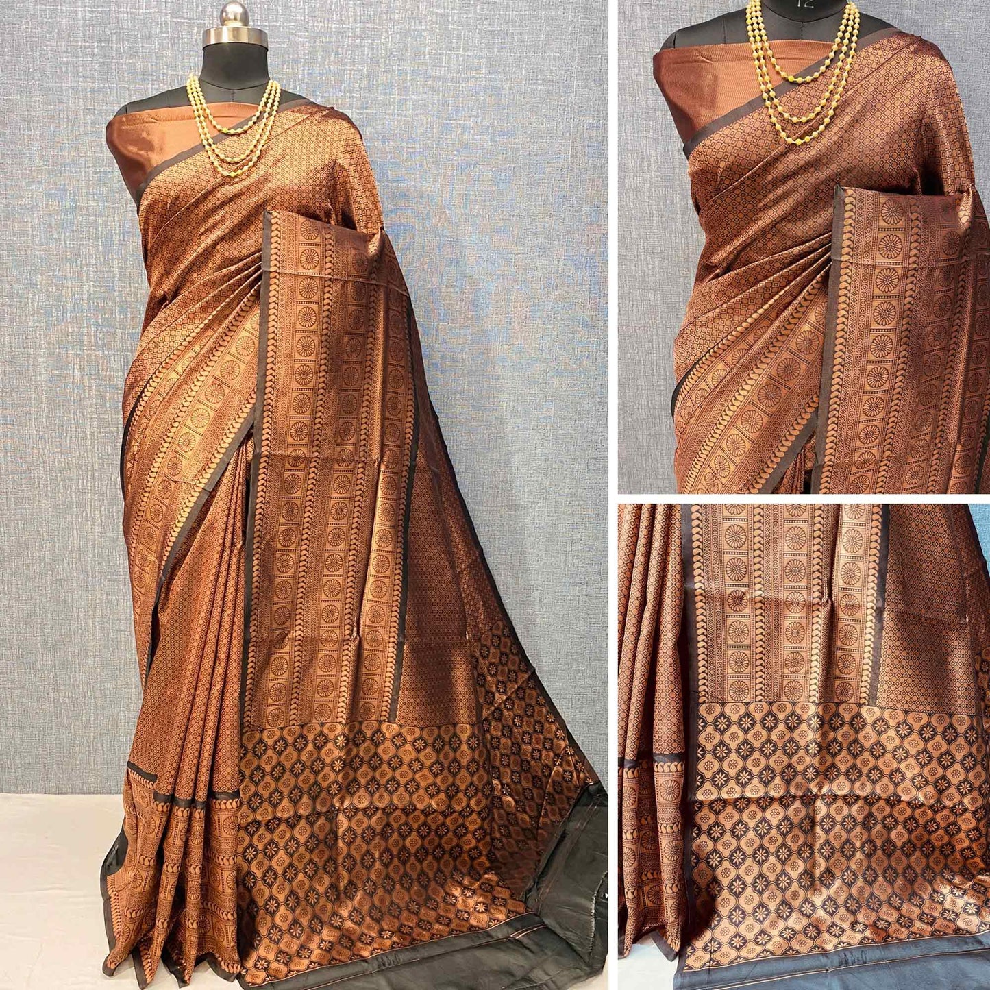 Brown & Coffee Woven Banarasi Silk Saree