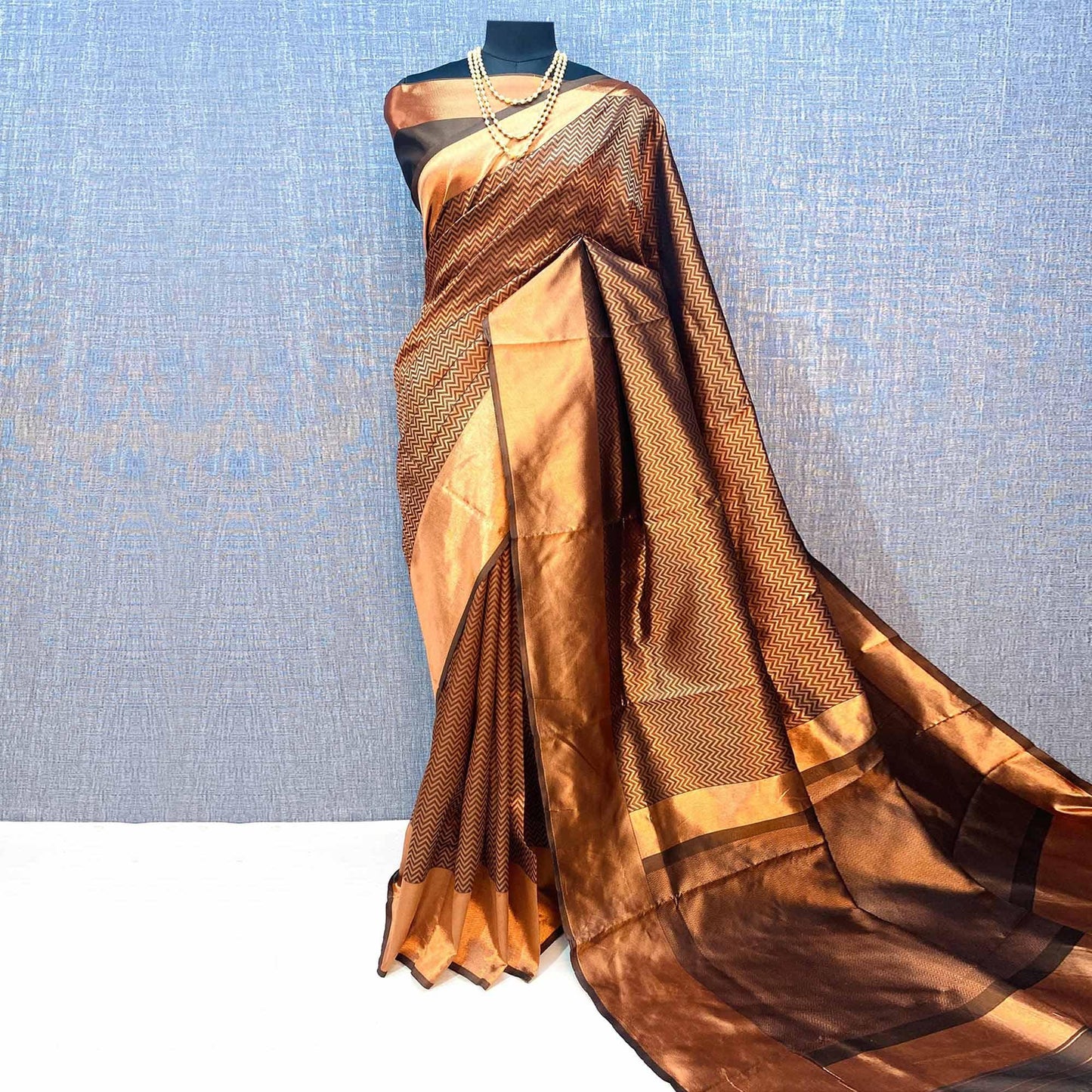 Brown & Golden Woven Banarasi Silk Saree