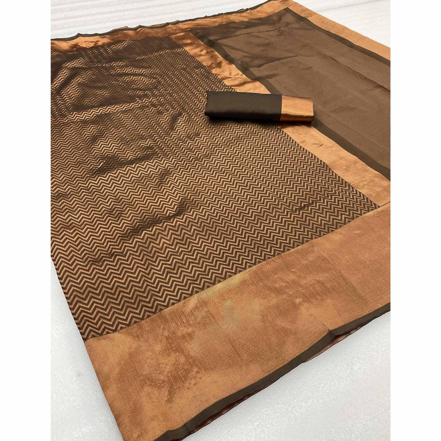 Brown & Golden Woven Banarasi Silk Saree