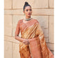 Brown Floral Woven Art Silk Saree