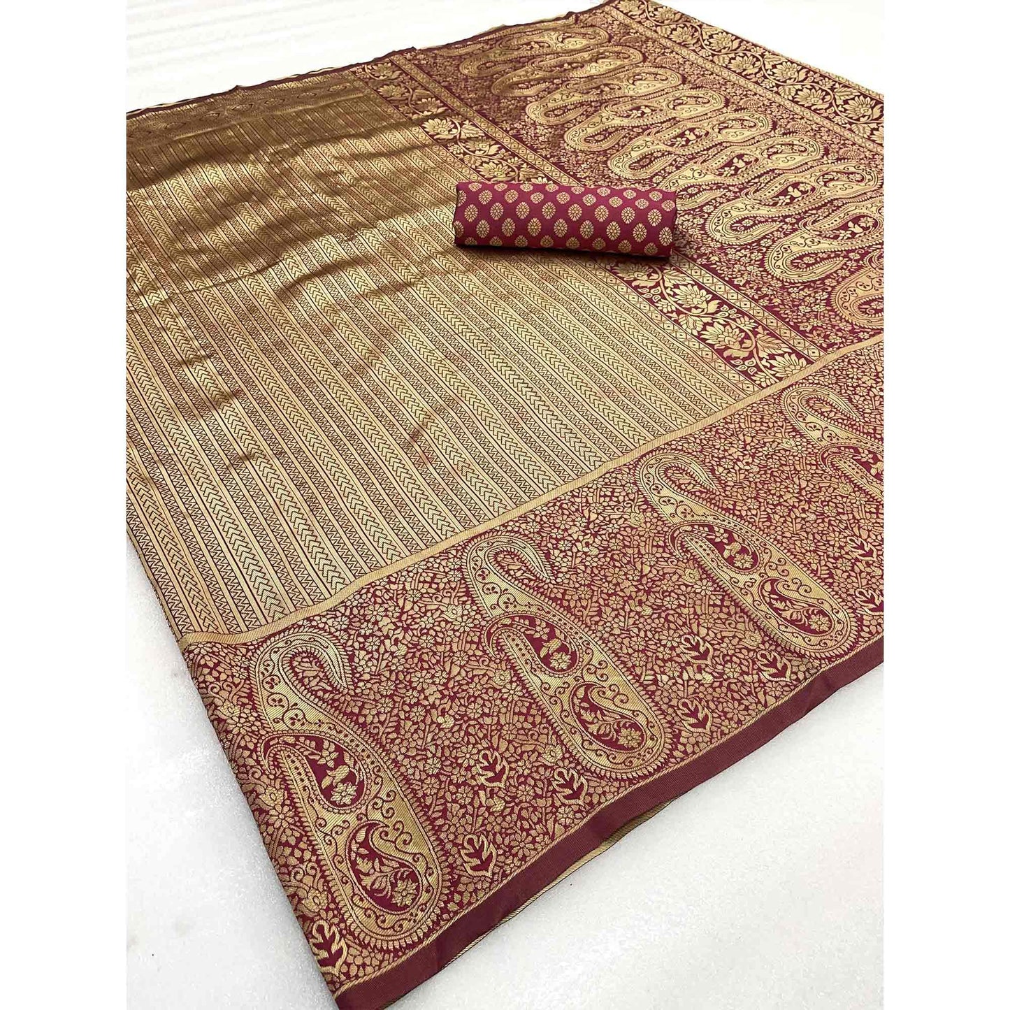 Brown Woven Banarasi Silk Saree