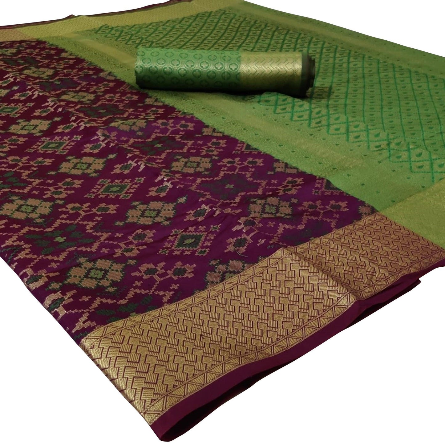 Desirable Dark Purple Colored Festive Wear Woven Silk Saree