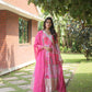 Pink Celestial Silk Embroidered Gown-Dupatta Set