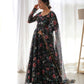 Midnight Blooms Black Floral Organza Taby Silk Gown with Dupatta