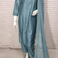 Teal Blue Chikankari Elegance: Modaal Chanderi Cutdana Ensemble