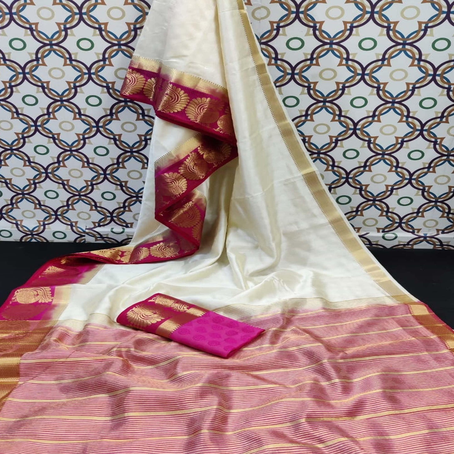 Energetic White Coloured Festive Wear Woven Art Silk Saree