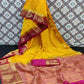 Exceptional Yellow Coloured Festive Wear Woven Art Silk Saree