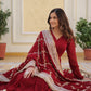 Maroon Embroidered Gown ensemble Limited Stock