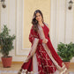 Maroon Embroidered Gown ensemble Limited Stock