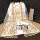 White & Gold Japan Satin Silk Salwar Kameez with Embroidery Work Latest Online