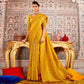 Mustard Floral Woven Art Silk Saree